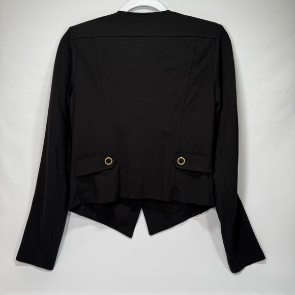 Cabi Women's Black Moto Jacket Small S Double Breasted Zip Cropped Lightweight - Picture 3 of 7